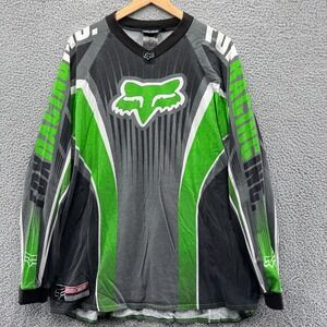 Fox Racing Motocross Shirt Mens XL Long Sleeve Green Black